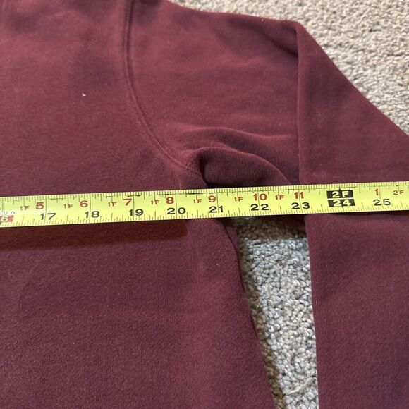 VINTAGE EDDIE BAUER Heavyweight Crewneck Womens Maroon Sweater Size Large Fleece - Picture 6 of 7